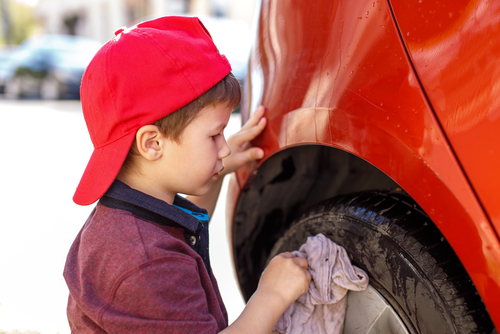 Teach kids proper car washing techniques