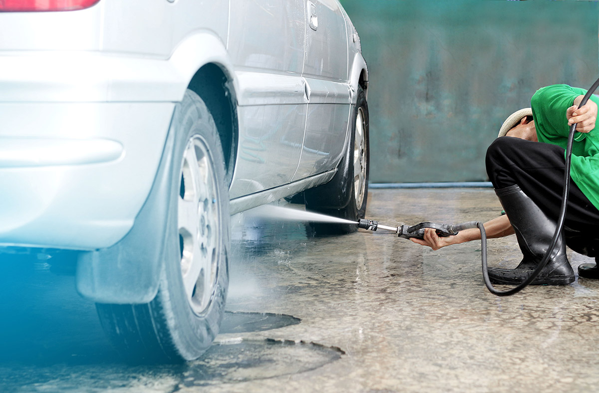 Spray to clean car undercarriage