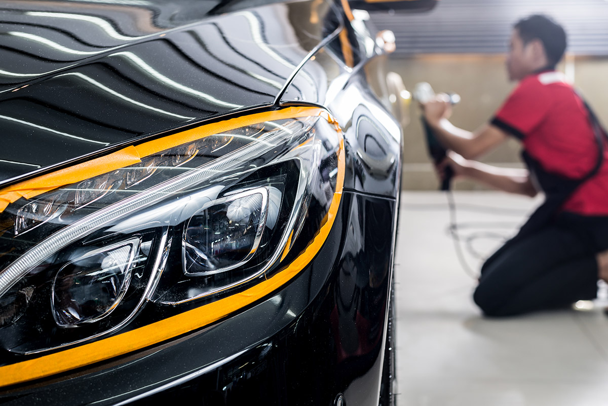 Exterior car detail waxing